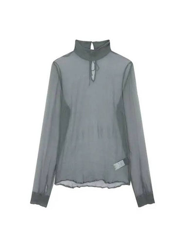 Women s Wrinkle Silk High Neck Blouse Dark Gray - DRIES VAN NOTEN - BALAAN 1