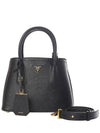 Double Saffiano Leather Mini Bag Black - PRADA - BALAAN 2