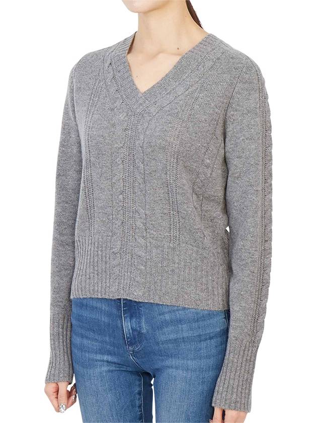 V-Neck Twisted Knit Top Grey - MAX MARA - BALAAN 5