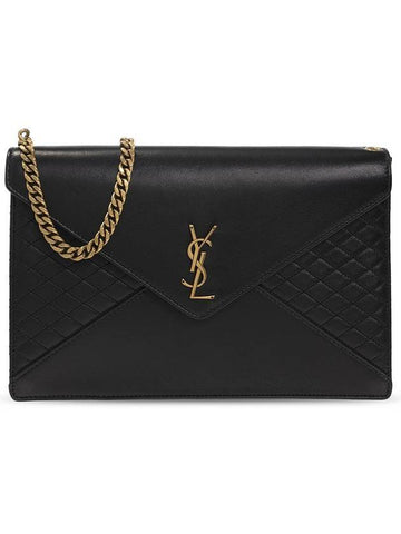 Women's Monogram Gabi Quilted Chain Shoulder Bag Black - SAINT LAURENT - BALAAN 1