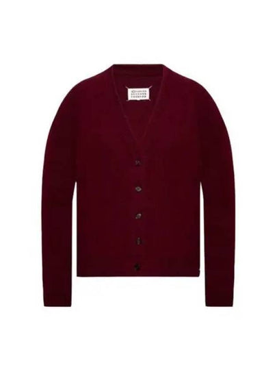 Signature Stitch V-neck Wool Cardigan Burgundy - MAISON MARGIELA - BALAAN 2