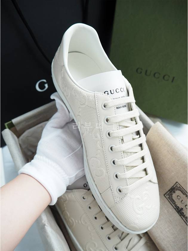 Ace GG Embossed Low Top Sneakers White - GUCCI - BALAAN 4