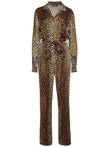 Women's Animal Pattern Satin Jumpsuit Brown - DOLCE&GABBANA - BALAAN 1