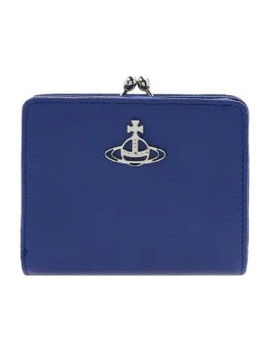 Grain Leather Frame Half Wallet Blue - VIVIENNE WESTWOOD - BALAAN 1