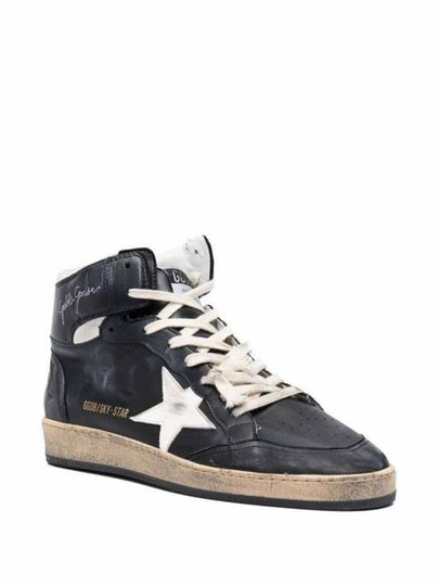 Men's Sky Star Nappa Leather High Top Sneakers Black - GOLDEN GOOSE - BALAAN 2