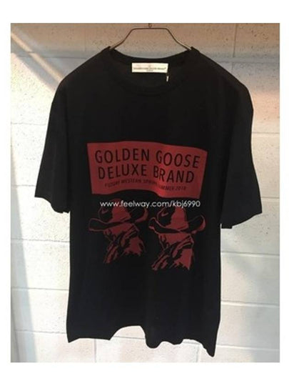 Logo Graphic Print Short Sleeve T-Shirt Black - GOLDEN GOOSE - BALAAN 2