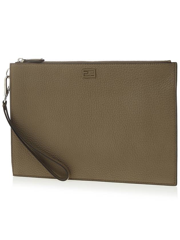 embossed logo leather clutch bag - FENDI - BALAAN.