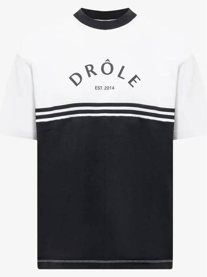 Color Block Logo Short Sleeve T-Shirt Black White - DROLE DE MONSIEUR - BALAAN 2