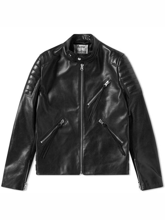 Studios Men's Oliver Chevron Leather Jacket Black - ACNE STUDIOS - BALAAN 1