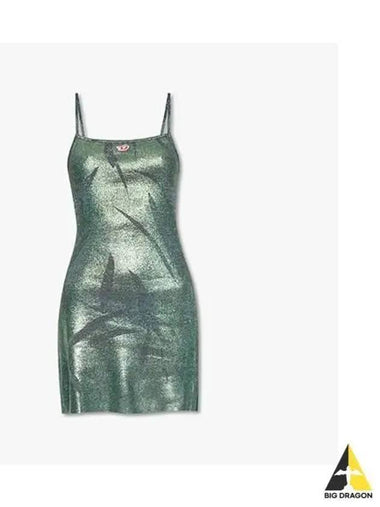 Women s Lurex Foil Print Mini Dress Green A103450TFAB - DIESEL - BALAAN 1