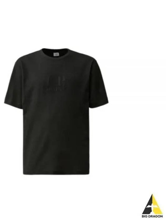 Piquet Waffle Logo Short Sleeve T-Shirt Black - CP COMPANY - BALAAN 2