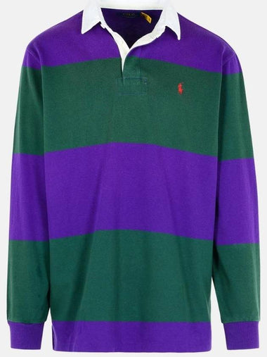 Stripe Classic Fit Long Sleeve PK Shirt Green Purple - POLO RALPH LAUREN - BALAAN 1