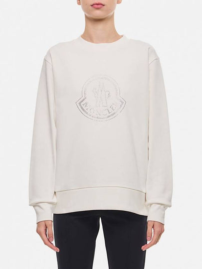 Crystal Logo Sweatshirt Off White - MONCLER - BALAAN 2