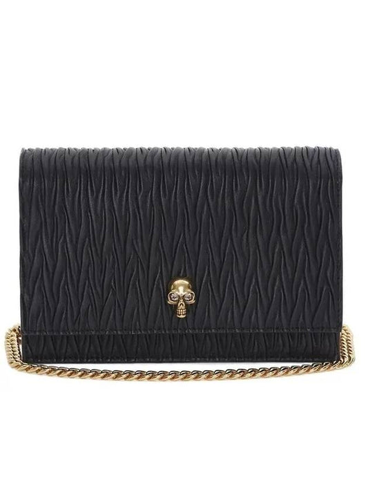 Gold Skull Chain Mini Bag Black - ALEXANDER MCQUEEN - BALAAN 1