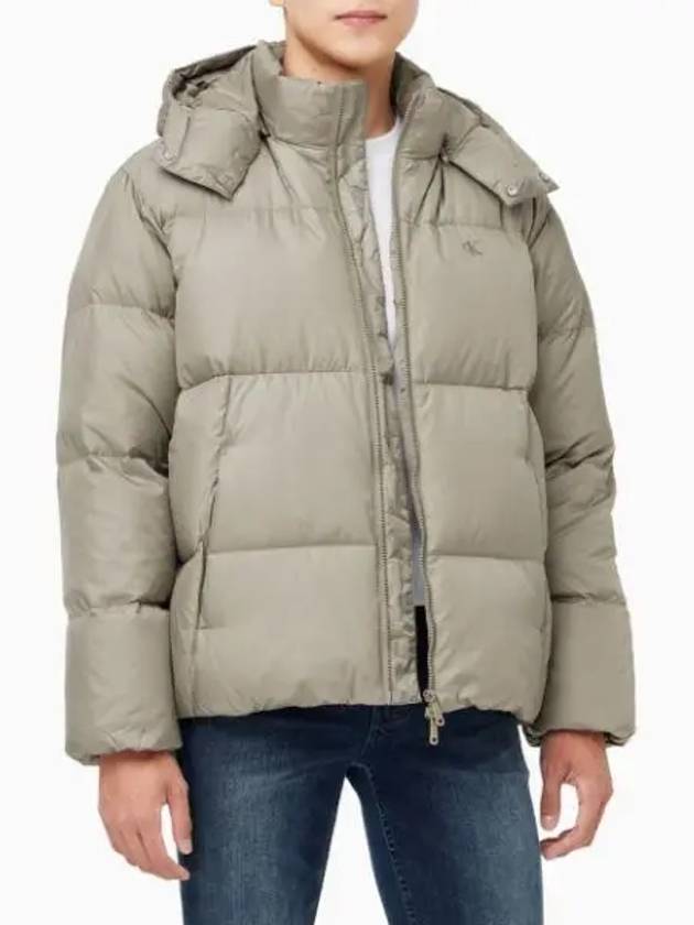 Jeans Glossy Hooded Down Padding Khaki - CALVIN KLEIN - BALAAN 2