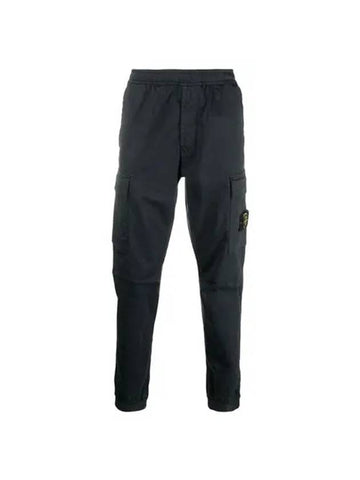 Stretch Cotton Wool Satin Cargo Pants Charcoal - STONE ISLAND - BALAAN 1