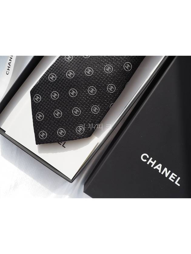 CC logo dot silk tie black AA8918 - CHANEL - BALAAN 10