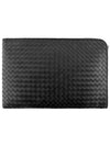 Intrecciato Weaving Zipper Clutch Bag Black - BOTTEGA VENETA - BALAAN 2