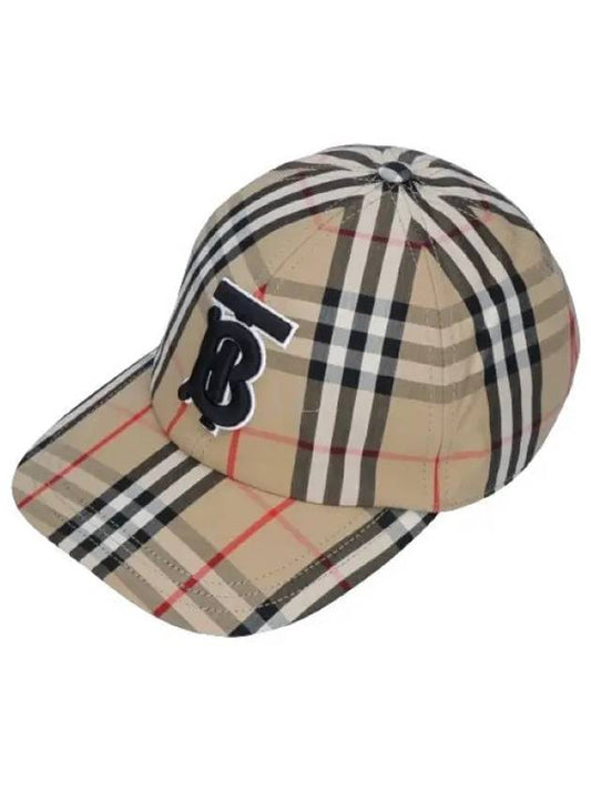 Monogram Motif Vintage Check Cotton Baseball Cap Archive Beige - BURBERRY - BALAAN 2