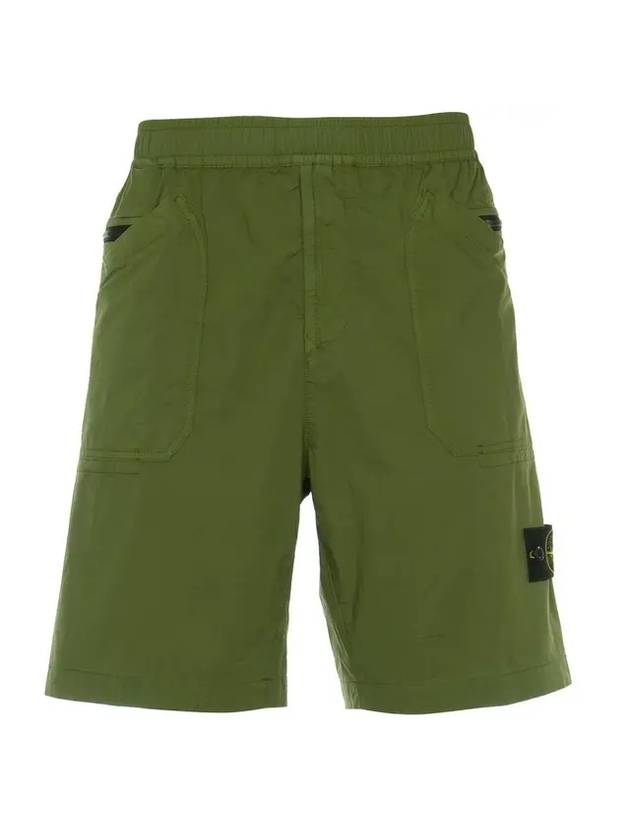 Men's Tela Waffen Patch Shorts Olive Khaki - STONE ISLAND - BALAAN 1