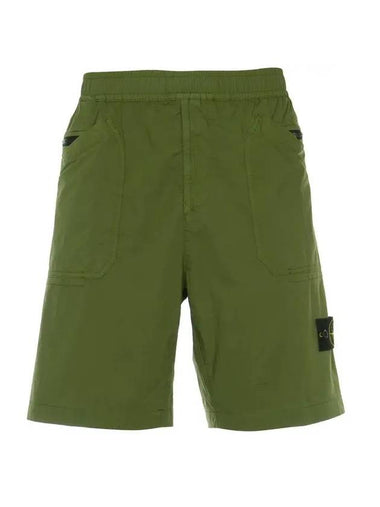 Men's Tela Wappen Patch Shorts Olive Khaki - STONE ISLAND - BALAAN 1