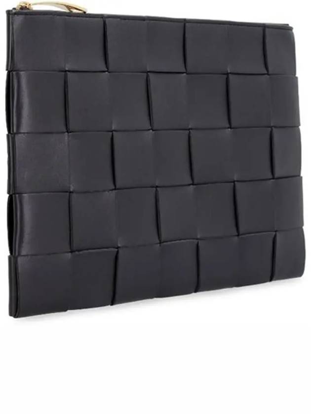 Cassette Intrecciato Medium Clutch Bag Black - BOTTEGA VENETA - BALAAN 3