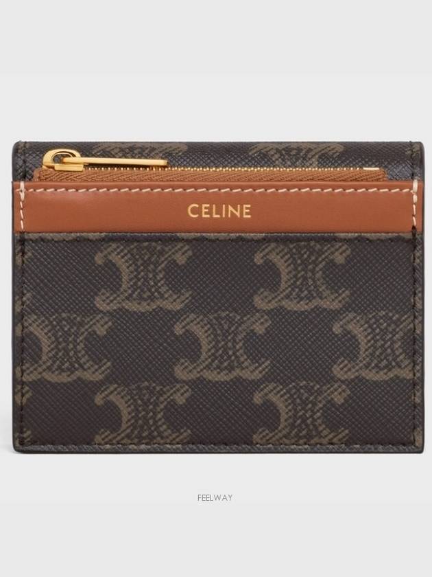 Triomphe Compact Coin Card Wallet Tan - CELINE - BALAAN 7