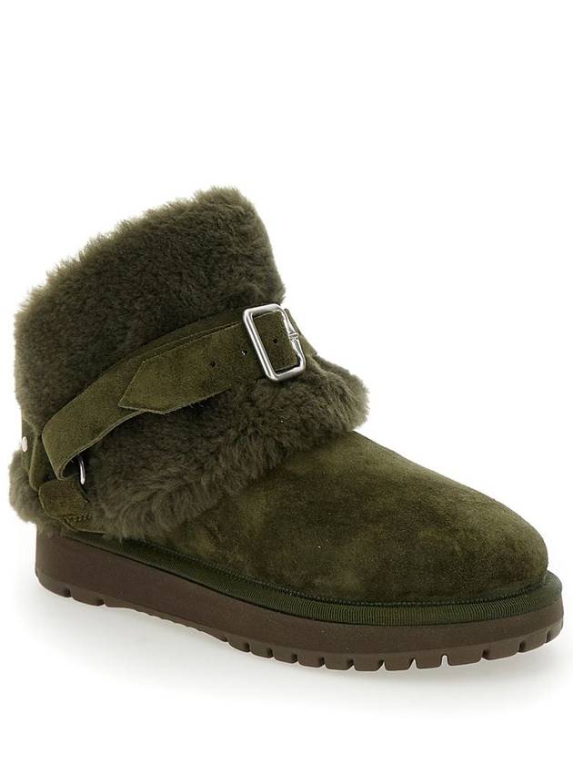 Burberry Shearling Collar Suede Chavi Middle Boots Green - BURBERRY - BALAAN 3