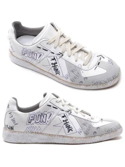 Men's German Army Replica Graffiti Low Top Sneakers White - MAISON MARGIELA - BALAAN 2