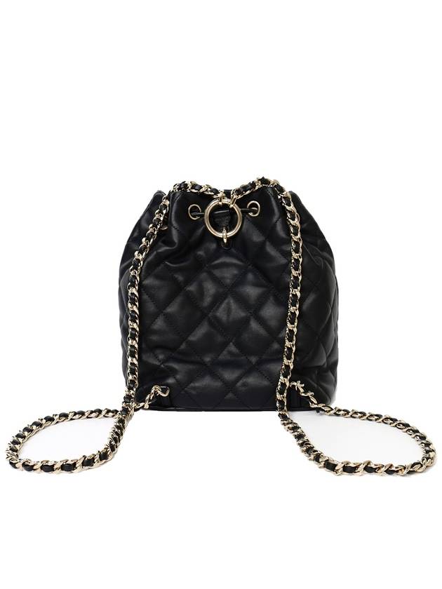 Twopocket drawstring bucket backpack black gold AS4342 - CHANEL - BALAAN 2