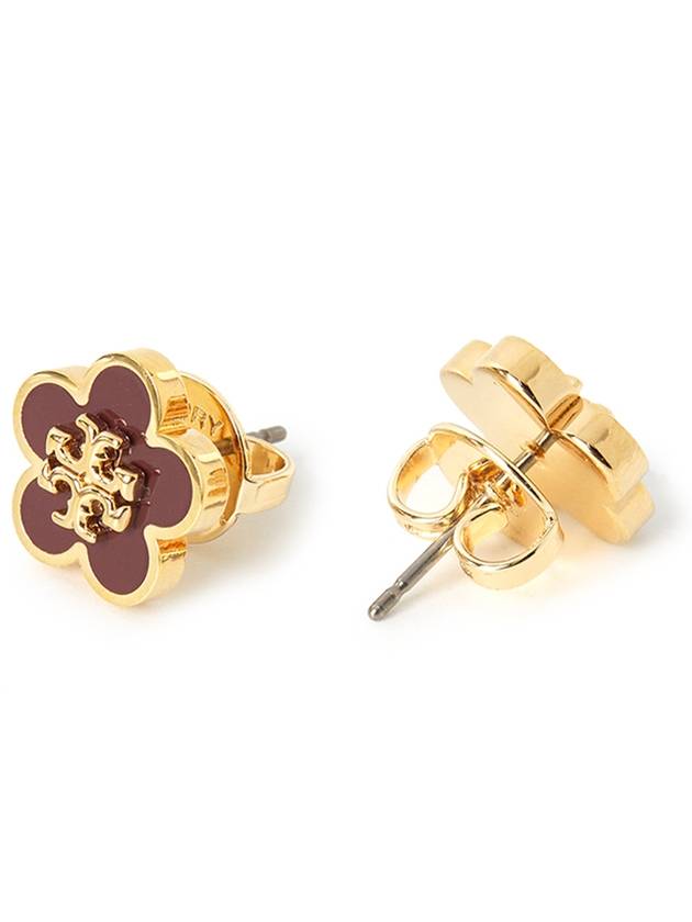 Kira flower stud earrings burgundy - TORY BURCH - BALAAN 4