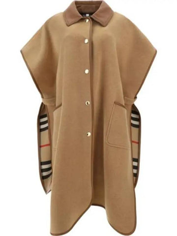 Check Reversible Wool Cape Archive Beige - BURBERRY - BALAAN 1