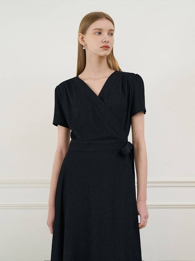 Vivianna VIVIANA Short Sleeve Wrap Long One Piece Black - AME - BALAAN 6