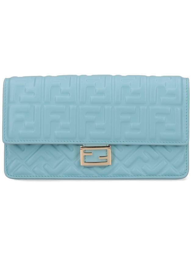 FF Baguette Nappa Leather Long Wallet Sky Blue - FENDI - BALAAN 2