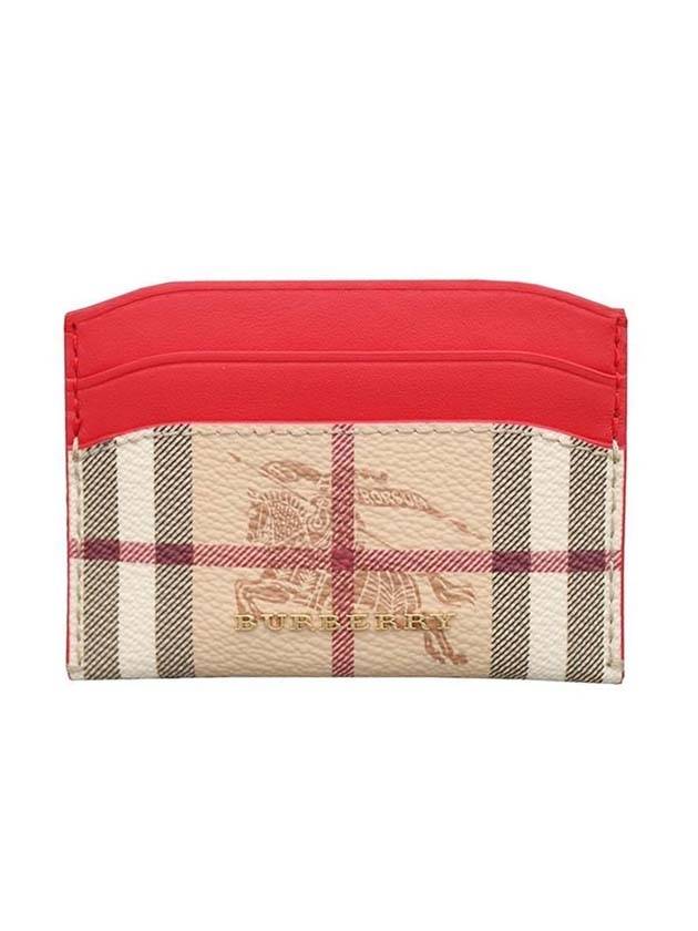 E Canvas Leather Card Wallet Red - BURBERRY - BALAAN 1