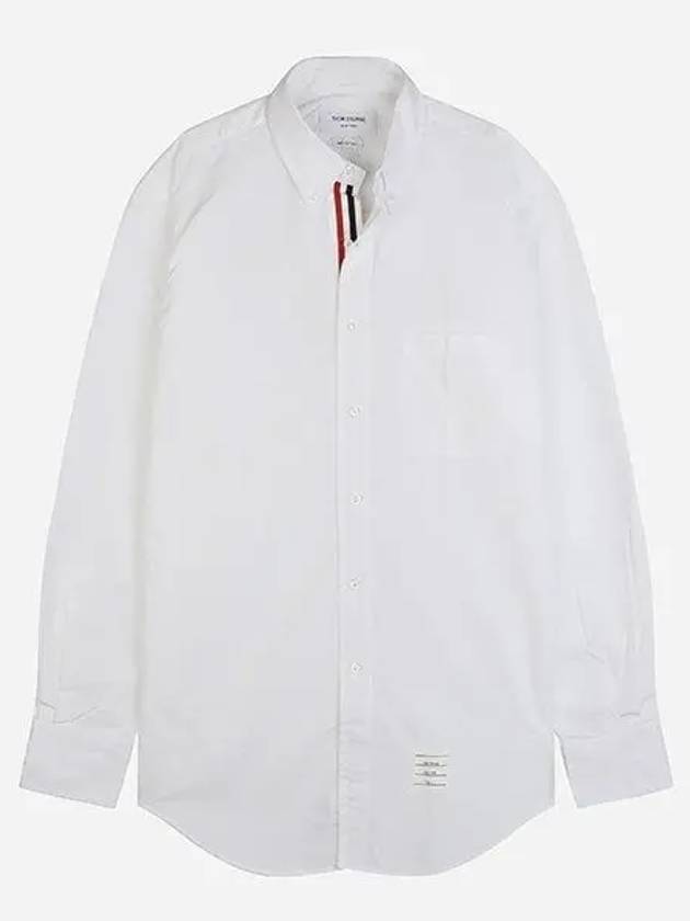 Men's Grosgrain Placket Solid Poplin Long Sleeve Shirt White - THOM BROWNE - BALAAN 2