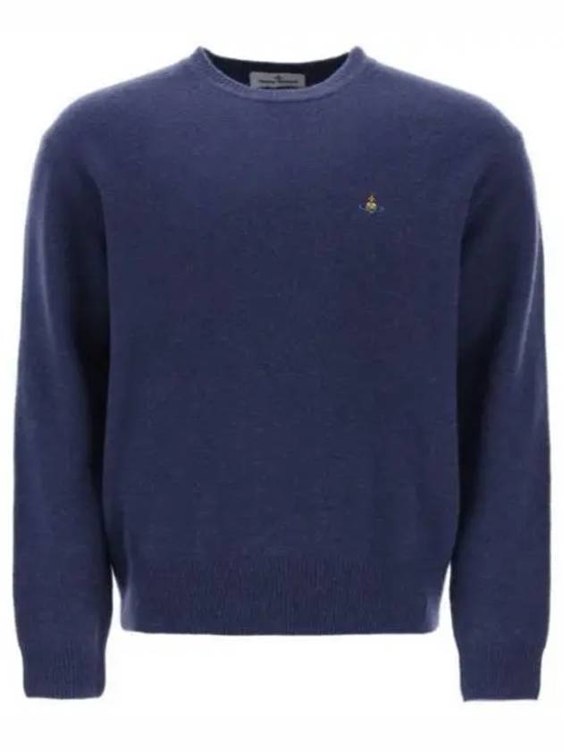 ORB Embroidered Crew Neck Knit Top Blue - VIVIENNE WESTWOOD - BALAAN 2