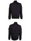 Cotton Fleece Zip-up Jacket Balck - STONE ISLAND - BALAAN 5