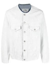 Crack Effect Collarless Denim Jacket White - MAISON MARGIELA - BALAAN 2