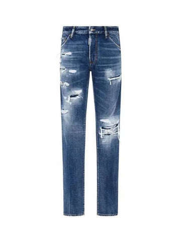 Men s Damage Point Cool Guy Jean Washed Indigo - DSQUARED2 - BALAAN 1