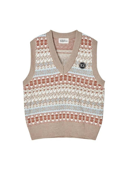 Jacquard Vest Sweater Beige - THE GREEN LAB - BALAAN 2