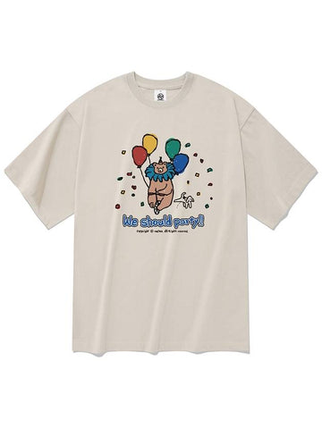 Party Bear Short Sleeve T-Shirt Beige - RADINEO - BALAAN 1