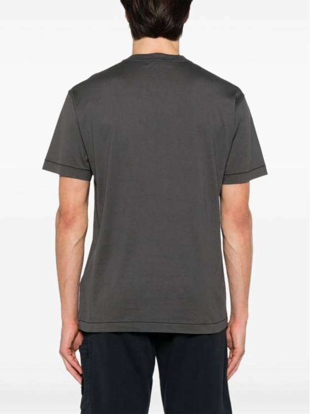 Logo Patch Short Sleeve T-Shirt Charcoal - STONE ISLAND - BALAAN 4