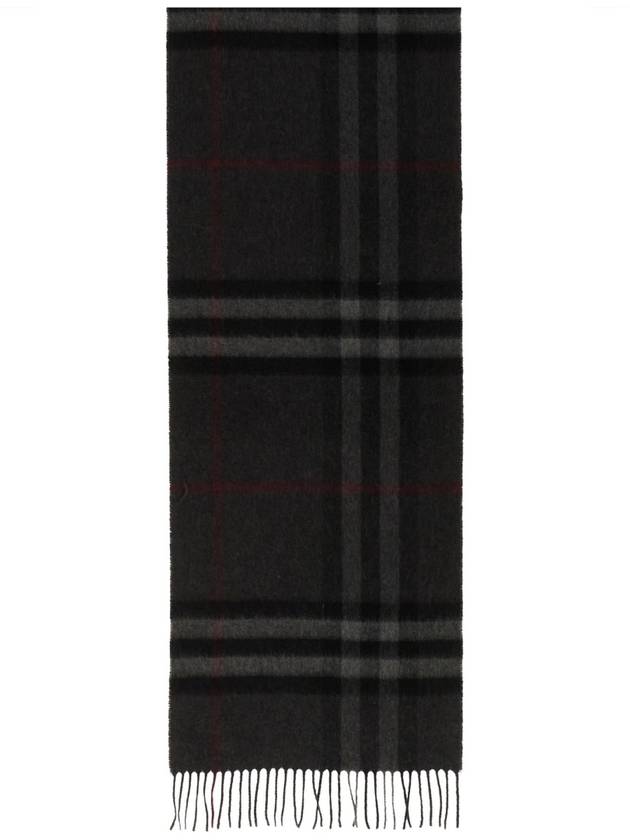 Check Cashmere Scarf Charcoal - BURBERRY - BALAAN 5