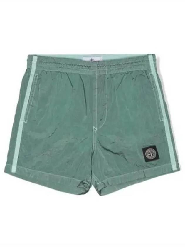 Stone Junior 12 14 Logo Patch Swim Shorts Khaki - STONE ISLAND - BALAAN 1