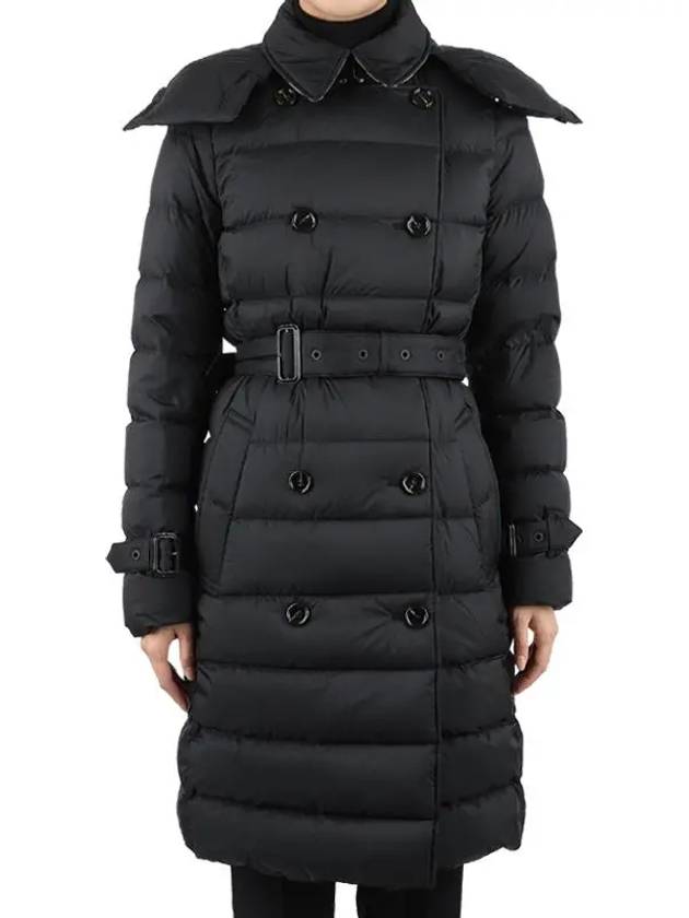 Women's Double Breasted Hooded Padded Black - BURBERRY - BALAAN 3