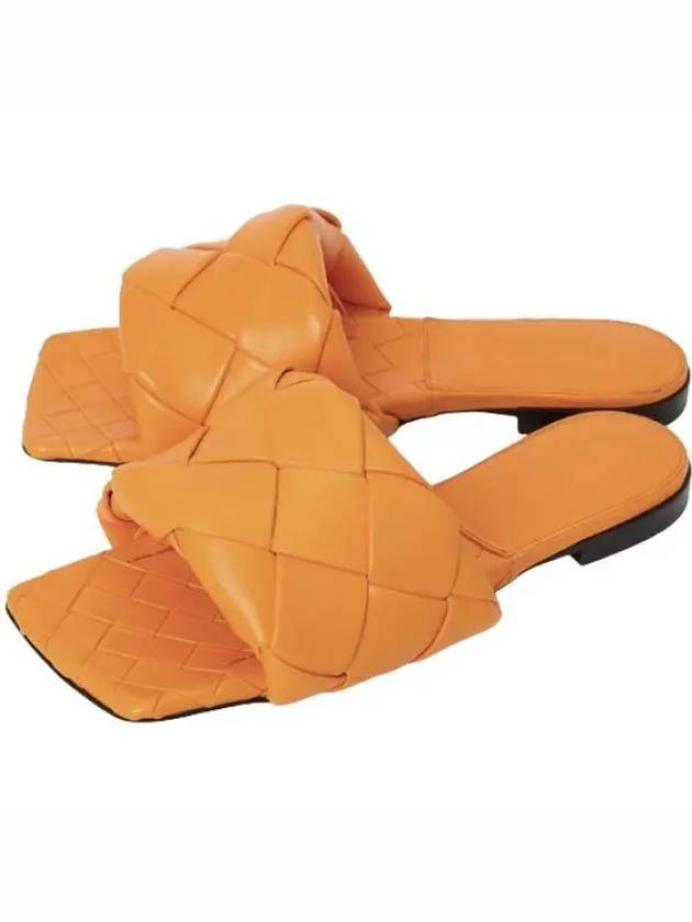 Women's Lido Leather Slippers Orange - BOTTEGA VENETA - BALAAN 2