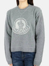 Logo Cashmere Crew Neck Knit Top Dark Grey Melange - MONCLER - BALAAN 3