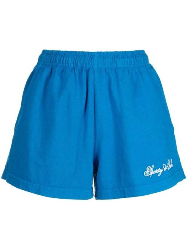 Logo Print Banded Waist Shorts Blue - SPORTY & RICH - BALAAN 1