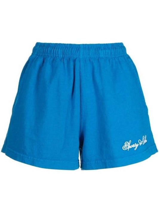 Logo Print Banded Waist Shorts Blue - SPORTY & RICH - BALAAN 1